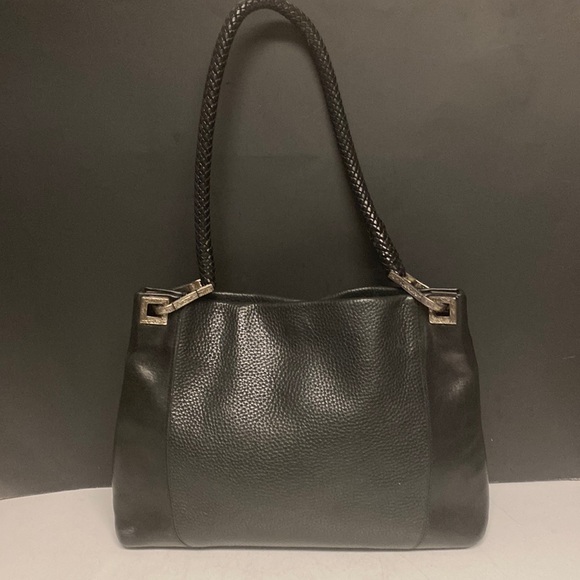 BRIGHTON Black Pebbled Leather Shoulder Bag Purse - Picture 1 of 17